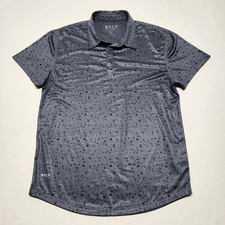 BYLT Premium Performance Men Polo Size Medium Grey Polka Dot Pullover Drop Cut