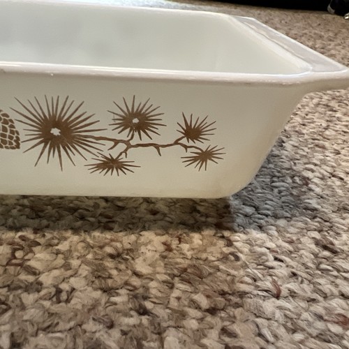 Vintage 1960er Pyrex Gold Tannenzapfen Design Auflaufform 575-B mit Deckel 2 QT - Bild 14 von 17