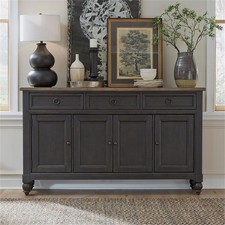 Bowery Hill Traditional Farmhouse Hall Buffet in Black Finish