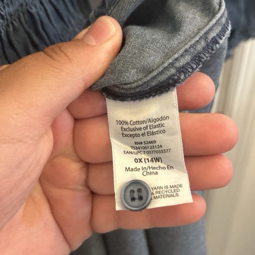 Neu mit Etikett Terra & Sky Übergröße 0X 14W Chambray gesmoktes Freizeitkleid Puffärmel blau - Bild 15 von 24