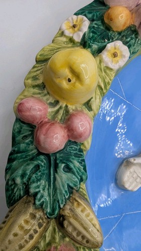 Della Robbia Majolika 14" Wandrelief Medaillon Jesuskind Christkind Italien - Bild 6 von 10