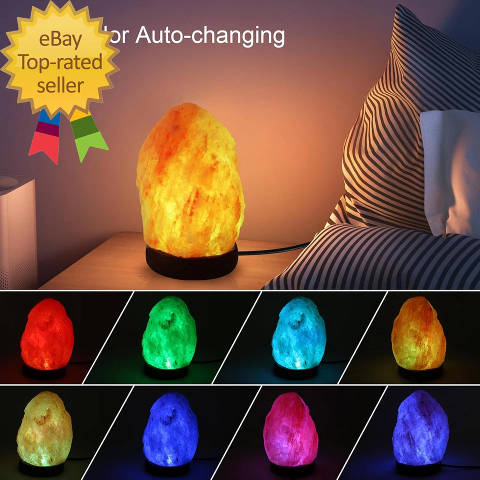 天然盐岩夜灯带7色更换迷你小号水晶盐灯 — 第 2/4 张图片