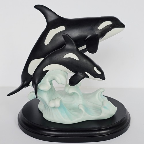Vtg Lenox "Orca's Odyssey" Fine Porcelain Figurine Killer Whale Figurine - 1558 - Picture 12 of 14