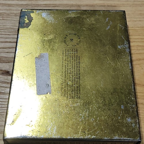 PUBLICIDAD VINTAGE VACÍA PLANA 50 CIGARRILLOS LATA DE TABACO ORO ANTIGUO  - Imagen 10 de 10