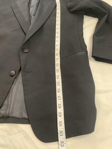 Perry Ellis Black Tuxedo with Flat Front Pants Shirt & Bow Tie 40R 34W Dry Clean - Picture 13 of 21