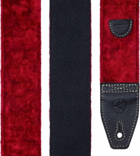 Gitarrengurt 2" Samt Gitarrengurte mit Vollnarbenlederende für Bass Elektro - Bild 6 von 9