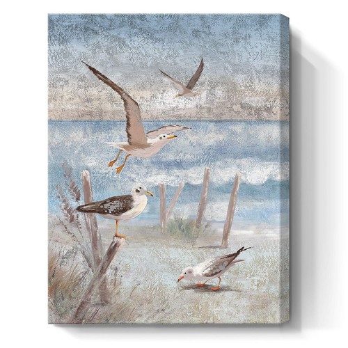 Beach Wall Art Bathroom Decor Ocean Theme Canvas Print Coastal Painting Perching