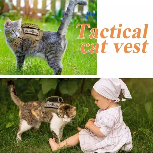 Adjustable Khaki Cat Harness and Leash Set Escape Proof for Outdoor Adventures - Picture 6 of 7