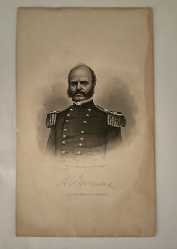 GENERAL A. E. BURNSIDE ENGRAVED FRAMED ILLUSTRATION FROM ABBOTT'S "CIVIL WAR" - Picture 2 of 7