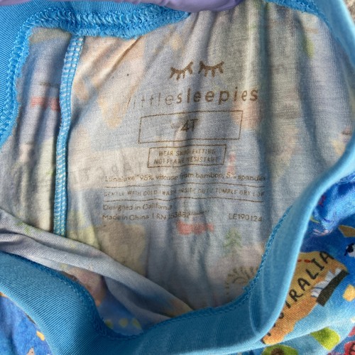 Little Sleepies Blue Pajama Pants World Map Size 4T - Picture 6 of 8