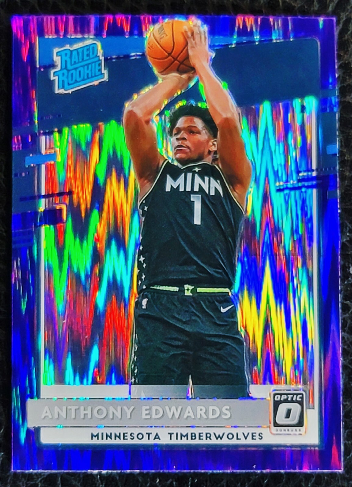 2020-21 DONRUSS OPTIC RATED ANTHONY EDWARDS ROOKIE PURPLE SHOCK PRIZM #151 RC