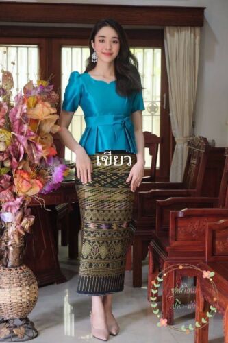 LAOS/THAI TRADITIONAL SILK BLOUSE SHIRTS - THAI TRADITIONAL CLOTHING AND DRESS - Picture 2 of 12