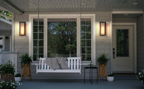 12.8'' Acrylic Glass Porch Light Modern Black Outdoor Wall Light for Patio,House - Picture 9 of 10