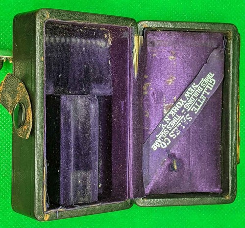 Vintage 1906 Single Ring Razor With Gillette Sales Co Time Square New York Case - Picture 7 of 14