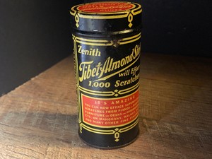 Zenith Tibet Almond Stick Advertising Tin Scratches Wood Black Zenith Tibet Almond Stick Advertising