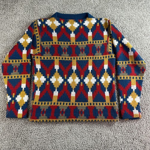 VTG 60s Jantzen Wool Mohair Sweater Mens Unisex M Multicolor Western Abstract - Picture 2 of 15
