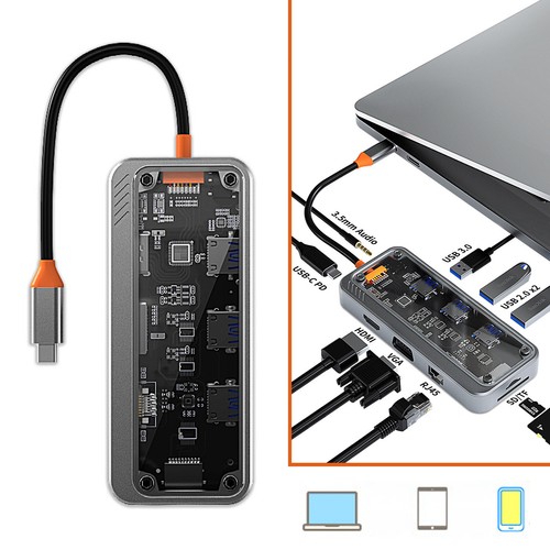 5-15in1 Laptop Docking Station USB-C Hub Triple Display Type-C Adapter Universal - Picture 3 of 39