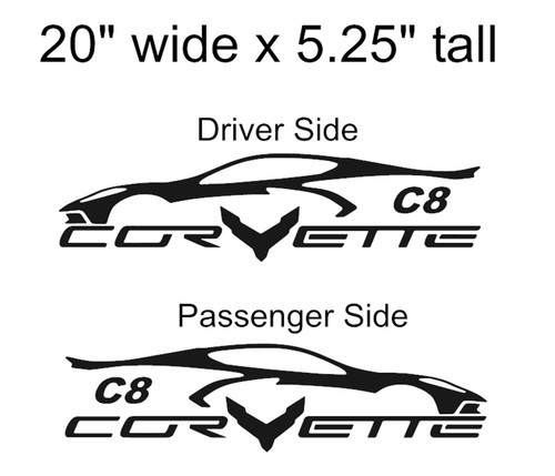 NEW Design - Corvette Car Vinyl Decal Racing Stripe (Fits Chevy Corvette C8) - Picture 4 of 25