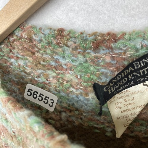 CANDIDA BING HAND KNITS Sweater S Angora Wool Striped Jumper Brown Green Vtg 80s - 第 18/18 張圖片