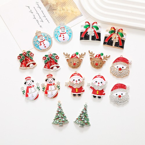 Alloy Enamel Jewelry Santa Accessories Christmas Tree Charms Snowman Pendant - Picture 1 of 43