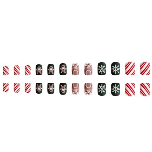 Christmas Press on Nails Short Square Cute False Nails Colored Fake style3 - Bild 7 von 7
