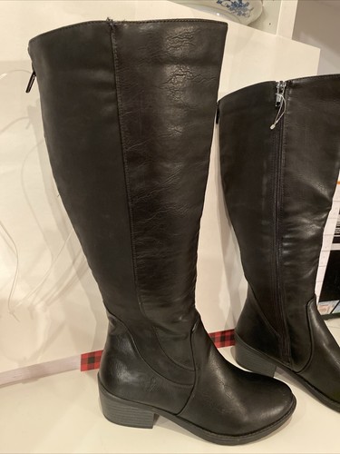 Easy Street Cortland 6M Plus Calf Black Riding Boots 310141 Closed Toe Knee High - Picture 2 of 11