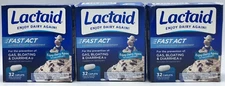 3PK Lactaid Fast Act Lactase Enzyme ~ 32 Caplets Each ~ EXP 3/26+ ~ FAST SHIP