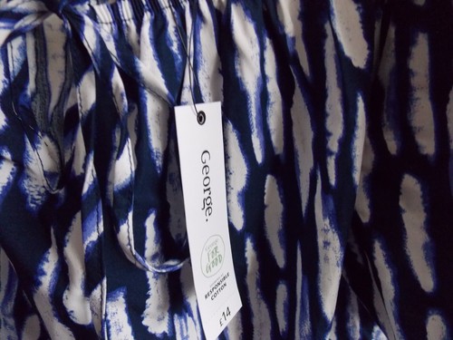 BLUE/MULTI BARDOT STYLE DRESS SIZE 20 by GEORGE EXC. UNWORN CONDITION WITH TAG. - Picture 3 of 8