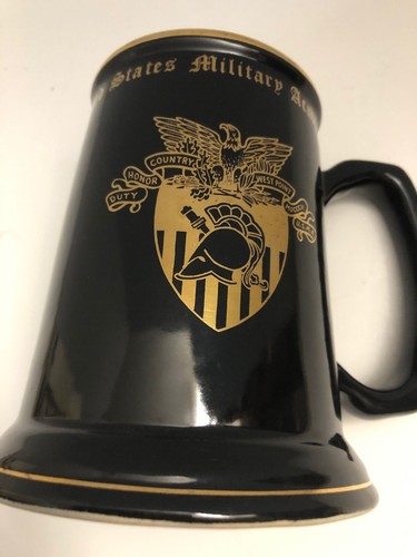 United States Military Academy West Point Black & Gold Beer Stein Mug Glass - Picture 9 of 11