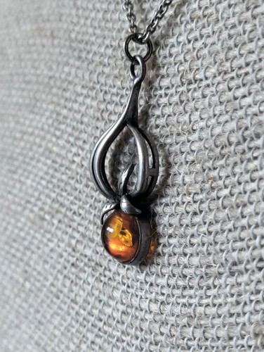 Vtg Tiffany Co Elsa Peretti Sterling Silver Amber Apple Pendant Necklace 16" WOW - Picture 3 of 11