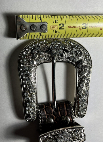 Genuine Leather Western Cowgirl Women's Belt with Rhinestones and Studded - Picture 15 of 16