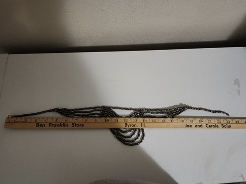 Vintage Metall Latz Halskette indischer Stil 70er Jahre mehrere Stränge 23" lang - Bild 8 von 9