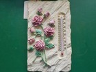 9.5" x 5.5" Floral Thermometer Faux Slate  (CL 101)
