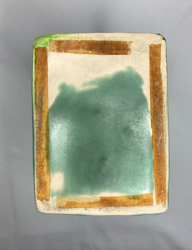 Vintage 1940s Camark Pottery #650 Matte Green Swan Handled Vase 11" - Picture 4 of 8