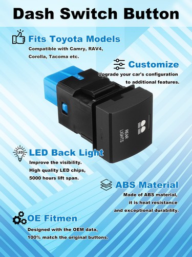 ADAPTADOR USB Tablero de instrumentos LED Interruptor de botón pulsador para Toyota Camry RAV4 Corolla - Imagen 10 de 11