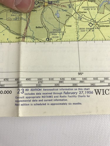 Vintage 1956 Wichita Mountains 407 Aeronautical Aviation Chart, 23rd Ed, Map - Bild 2 von 3
