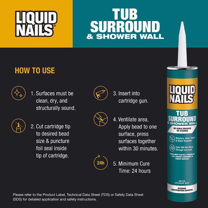 Liquid Nails Tub Surround & Shower Wall High Strength Acrylic Adhesive