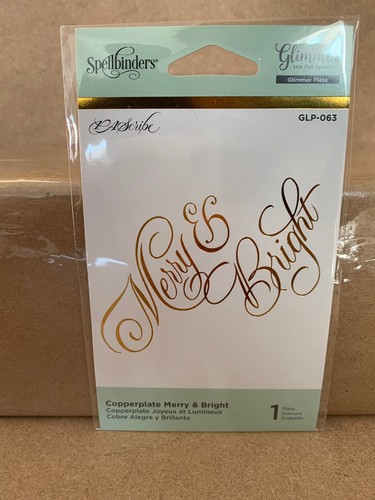Spellbinders Copperplate Merry & Bright GLP-063 Foil Transfer Letterpress B54 - Picture 1 of 2