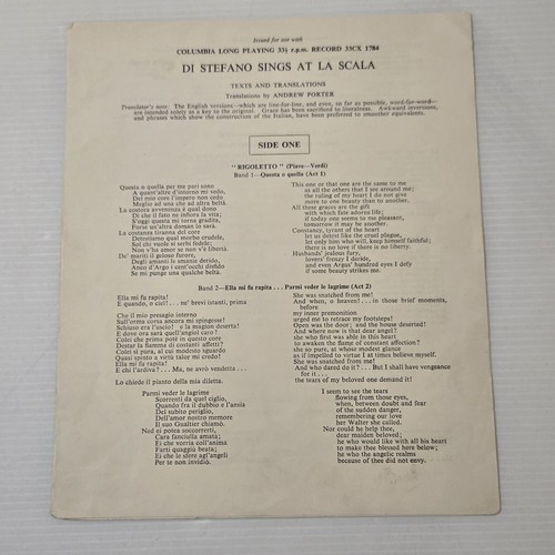 Di Stefano Sings at La Scala LP – Columbia 33CX 1784 Mono 1962 – Insert Included - Picture 5 of 13