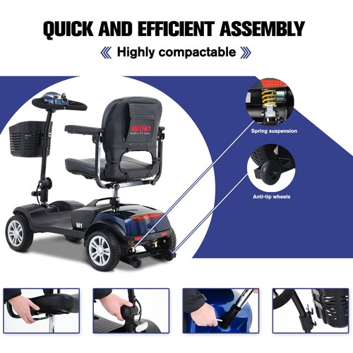 LED Electric Power Mobility Scooter 4 Wheels for Elderly Blue M1 Scooter Classic - Picture 9 of 13
