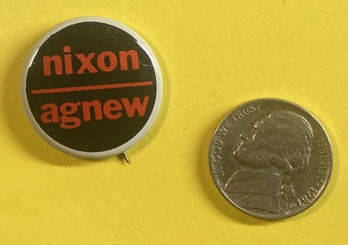 Pinback vintage de campaña electoral presidencial 'Nixon Agnew' 1968 R-B / 1" - Imagen 2 de 3