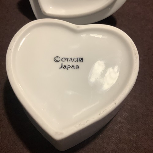 OTAGIRI Porzellan Schmuck Ring Box Herzform mit Baby Vogel auf Deckel Japan - Bild 12 von 13