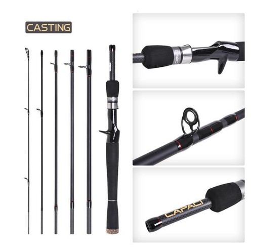 Fishing Rod Spinning Casting Fishing Pole 6 Section Portable Rod Saltwater Fresh - Picture 14 of 15