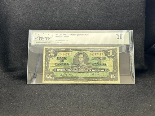 Kanada, 1937, 1 $, BC-21c, Wide Signature Panel, LCG Very Fine 20