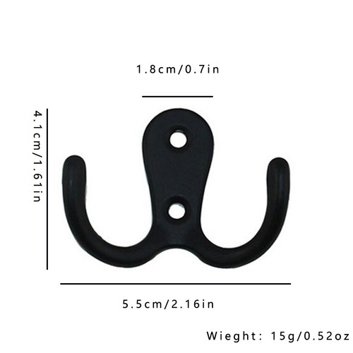 US 20 Pc Heavy Duty Double Prong Coat Double Hooks Wall Mounted Retro Utility - Picture 12 of 16