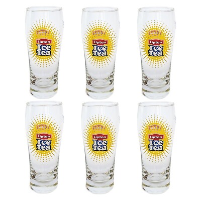 6x Lipton Ice Tea Glas Trinkglas Gläser Saftglas Becher Schorle Saft Wasser Set