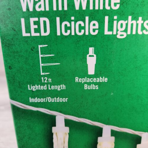 HOME ACCENTS HOLIDAY 25 TWINKLING WARM WHITE LED ICICLE LIGHTS 12 FT NEW - Picture 7 of 10