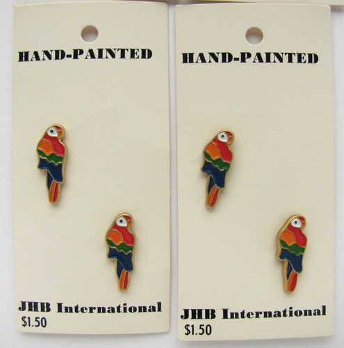 Vintage Buttons Goofies Realistic Parrot Macaw Parakeet Birds on Store Cards NOS - Picture 3 of 6