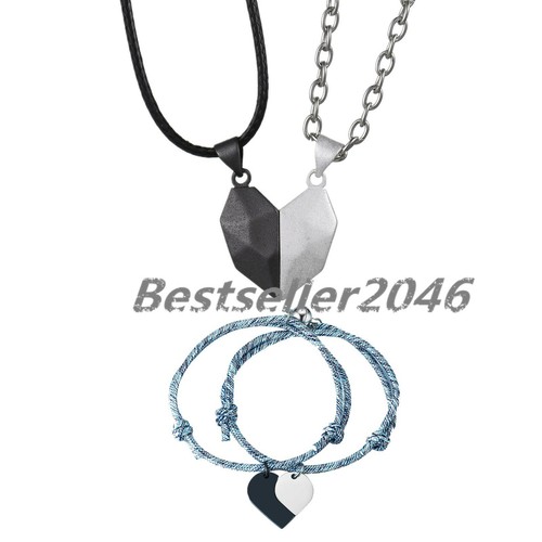 Conjunto de joyería collar pulsera encanto a juego corazón su pareja 4 piezas - Imagen 20 de 29