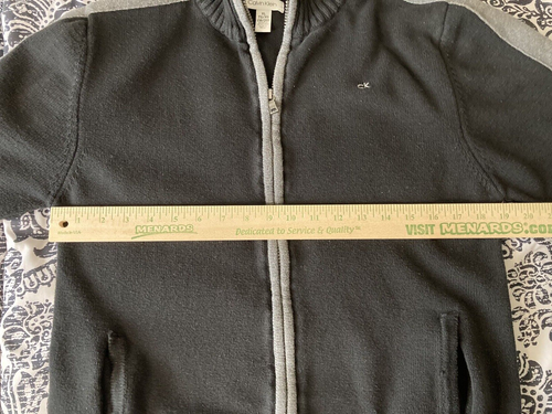 Calvin Klein Sweater Jacket Youth XL(18-20) Black/Gray Ribbed Full Zip Mock Neck - Picture 5 of 10